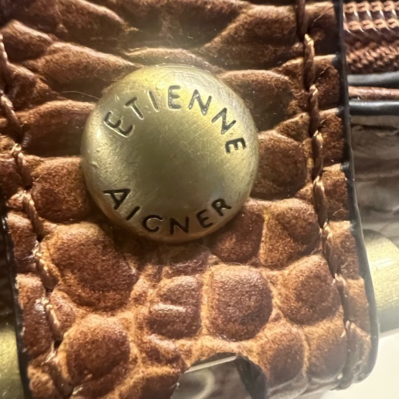Etienne Aigner Croc embossed brown leather satchel - Picture 13 of 16